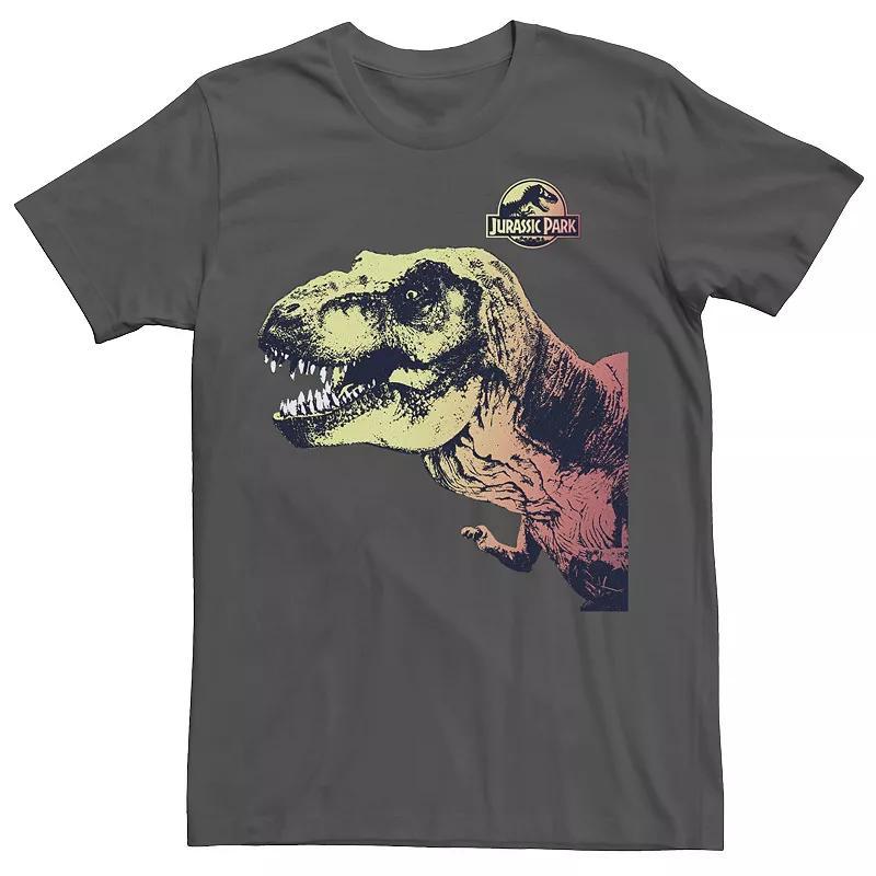 Men's Jurassic Park T-Rex Sunset Color Fil In Graphic Tee, Size: Medium, Athletic Grey Product Image