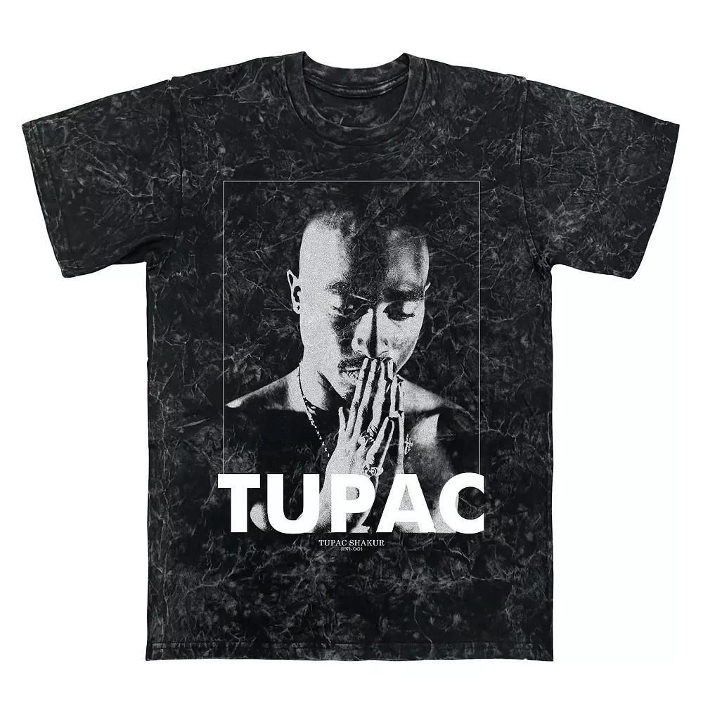 Men's Tupac Shakur Praying Hands Mineral Wash Graphic Tee, Size: XXL, Black Mineral Wash Product Image