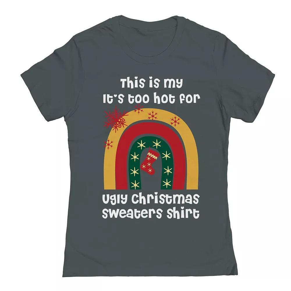 Junior's Ugly Christmas Sweater Graphic Tee, Women's, Size: Small, Heavy Grey Product Image