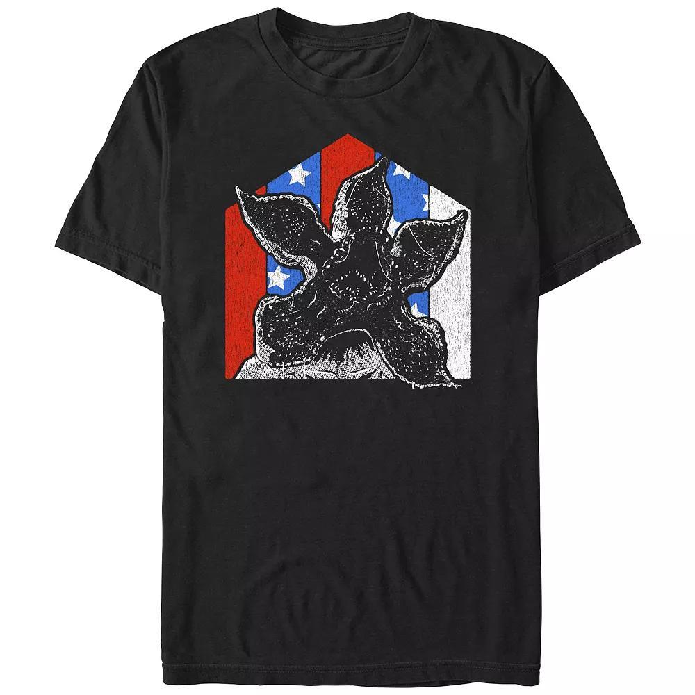 Men's Stranger Things Red White And Blue Demogorgon Graphic Tee, Size: Medium, Black Product Image