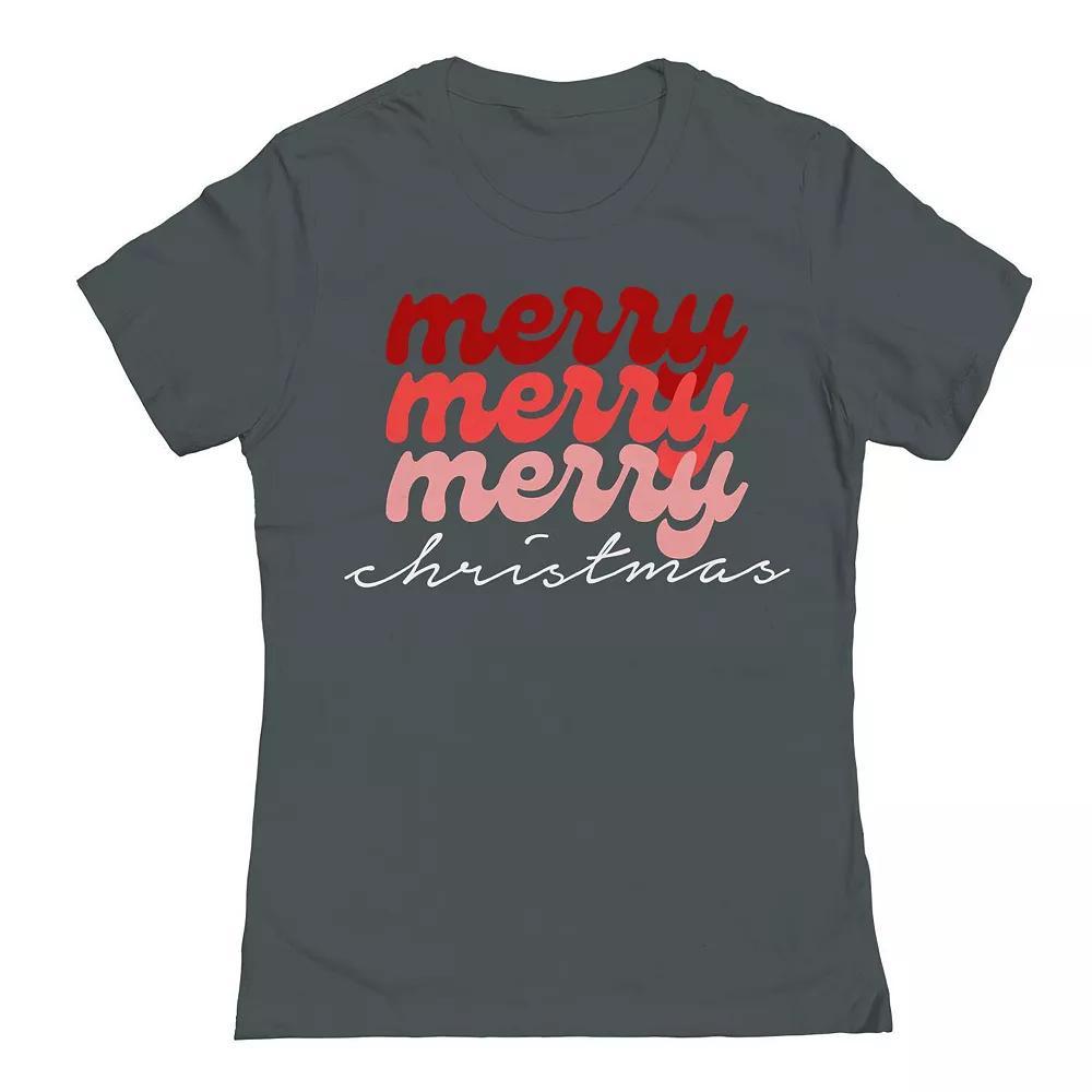 Junior's Merry Christmas Coloured Graphic Tee, Women's, Size: Large, Heavy Grey Product Image