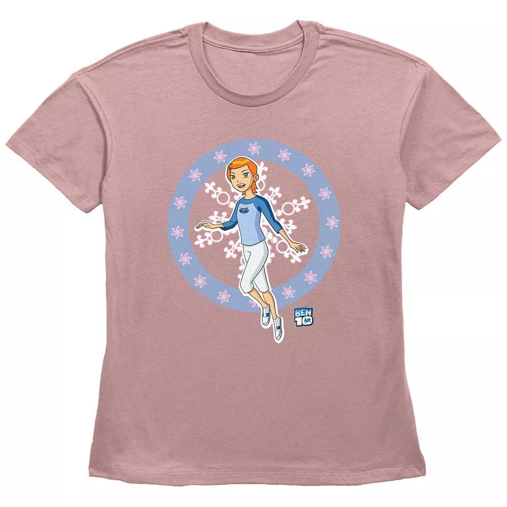 Women's Ben 10 Gwen Snowflakes Graphic Tee, Size: Small, Desert Pink Product Image