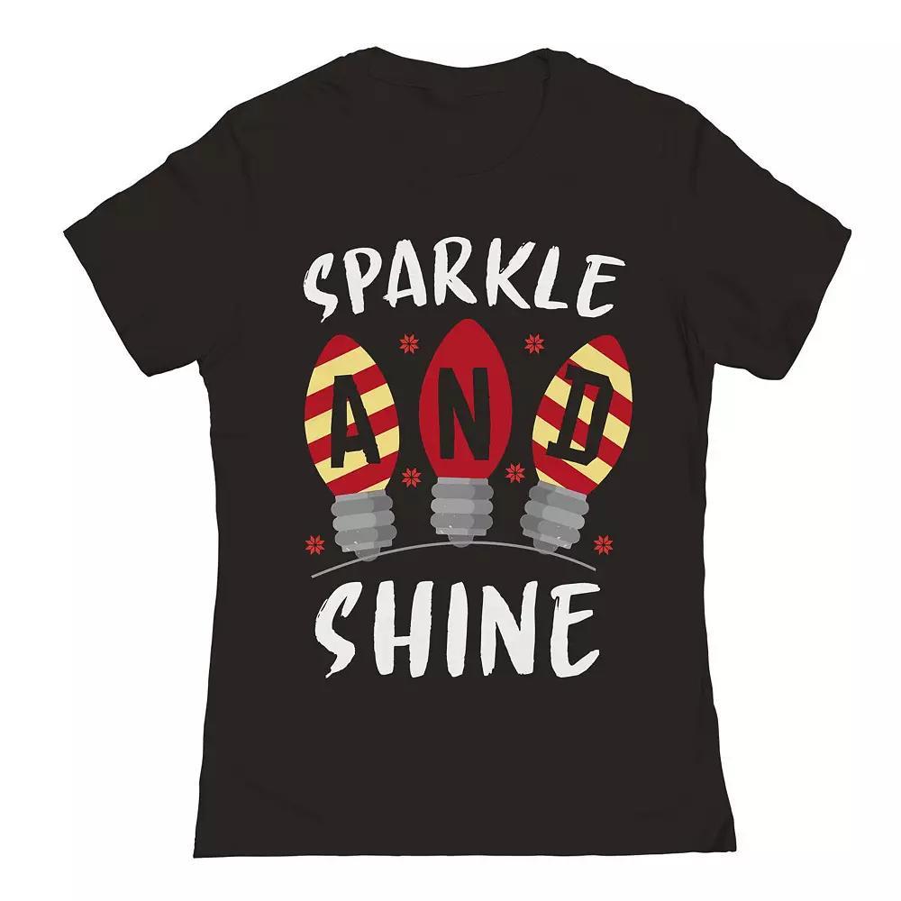Junior's Christmas Sparkle Shine Graphic Tee, Women's, Size: XL, Black Product Image