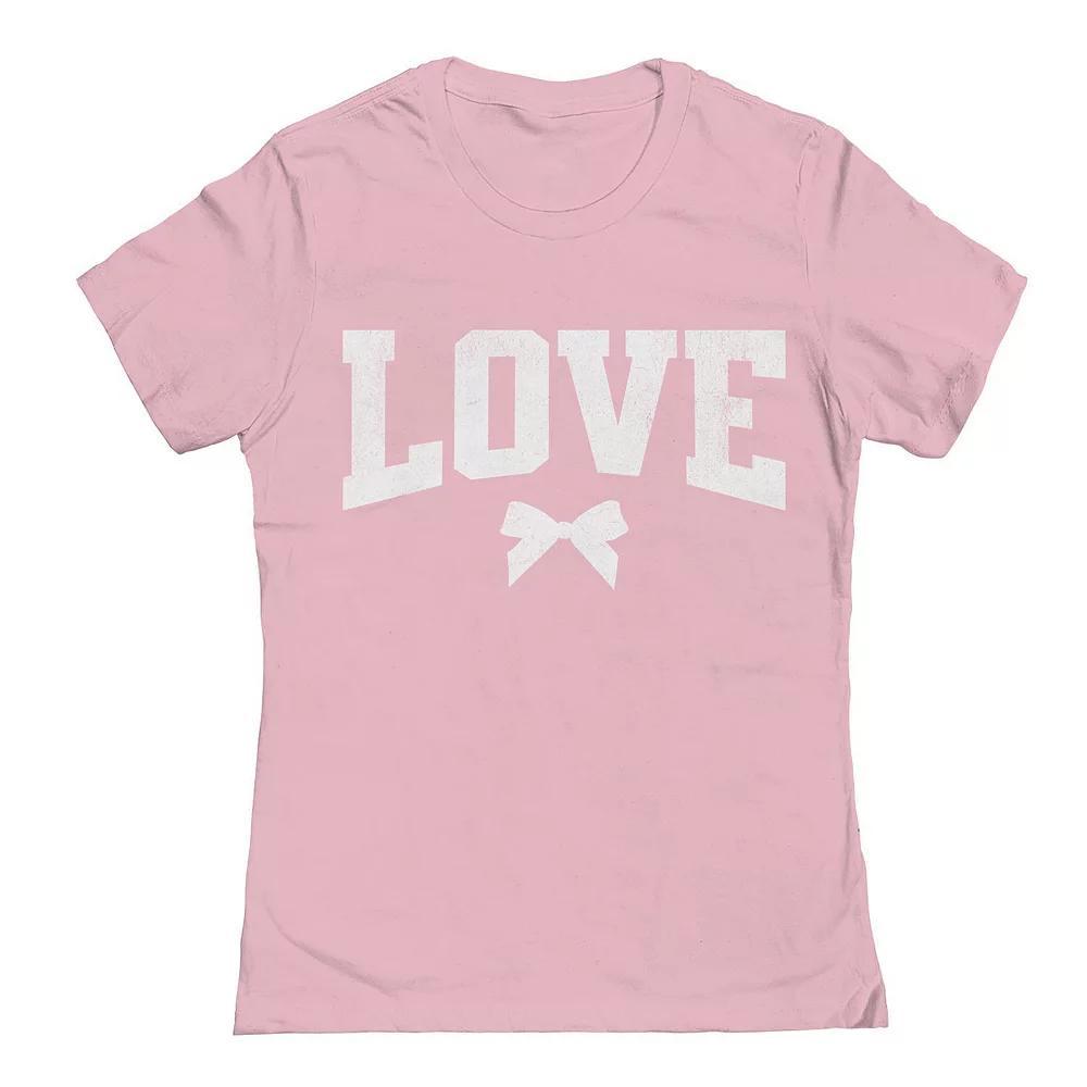 Junior's Love Bow Valentine's Day Graphic Tee, Women's, Size: XXL, Light Pink Product Image