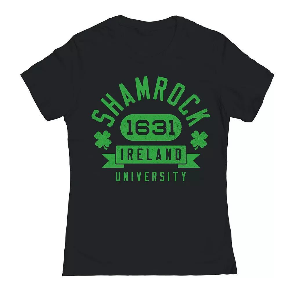 Junior's Shamrock University St. Patrick's Day Graphic T-Shirt, Girl's, Size: Small, Black Product Image