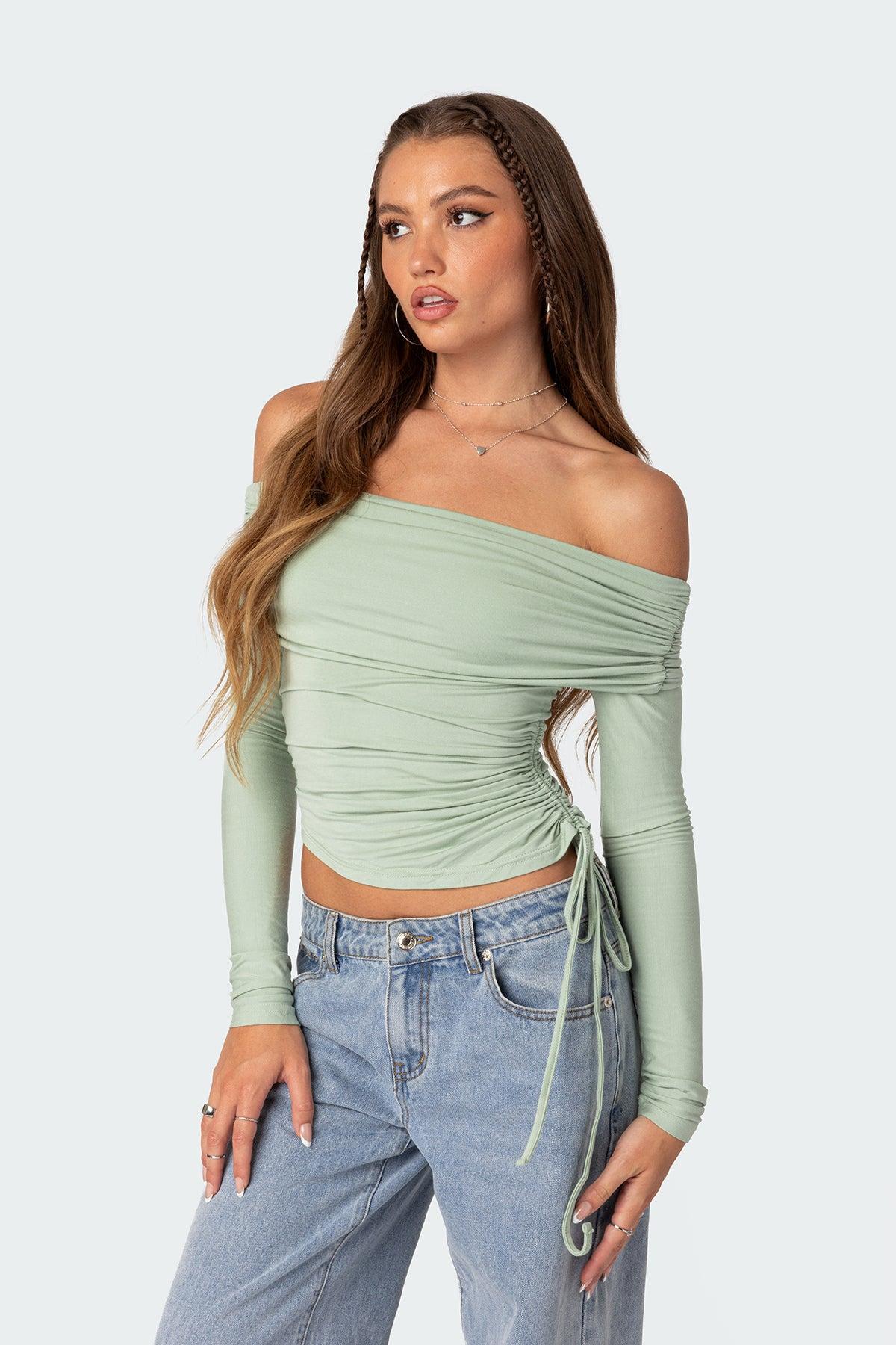 Gathered Fold Over Drawstring Top Product Image