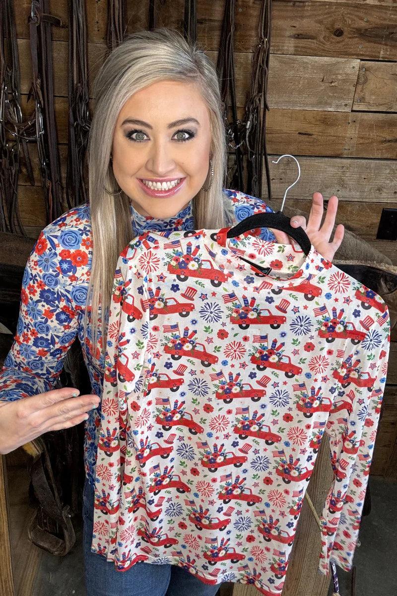 Sterling Kreek Freedom & Fireworks Mesh Top Product Image