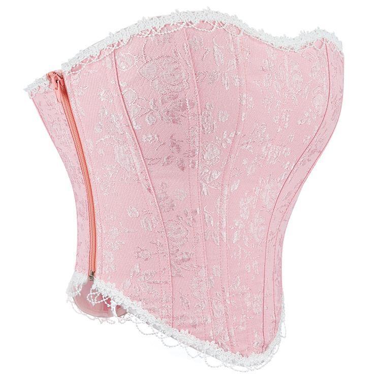 Floral Embroidered Lace Trim Bustier Top Product Image