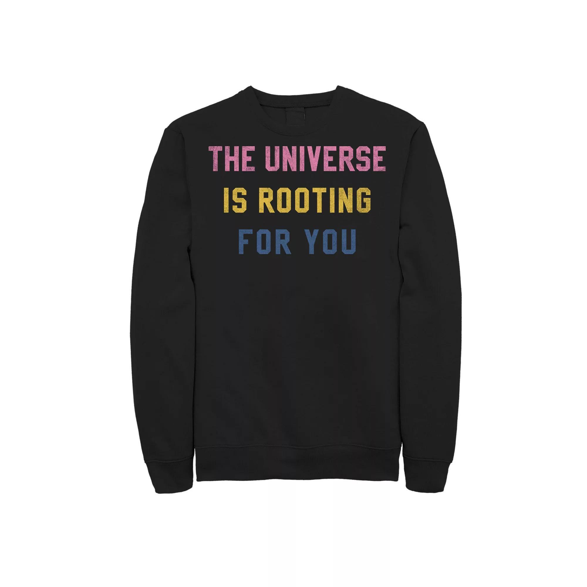 Men's Fifth Sun "The Universe Is Rooting For You" Text Stack Sweatshirt, Size: Large, Black Product Image