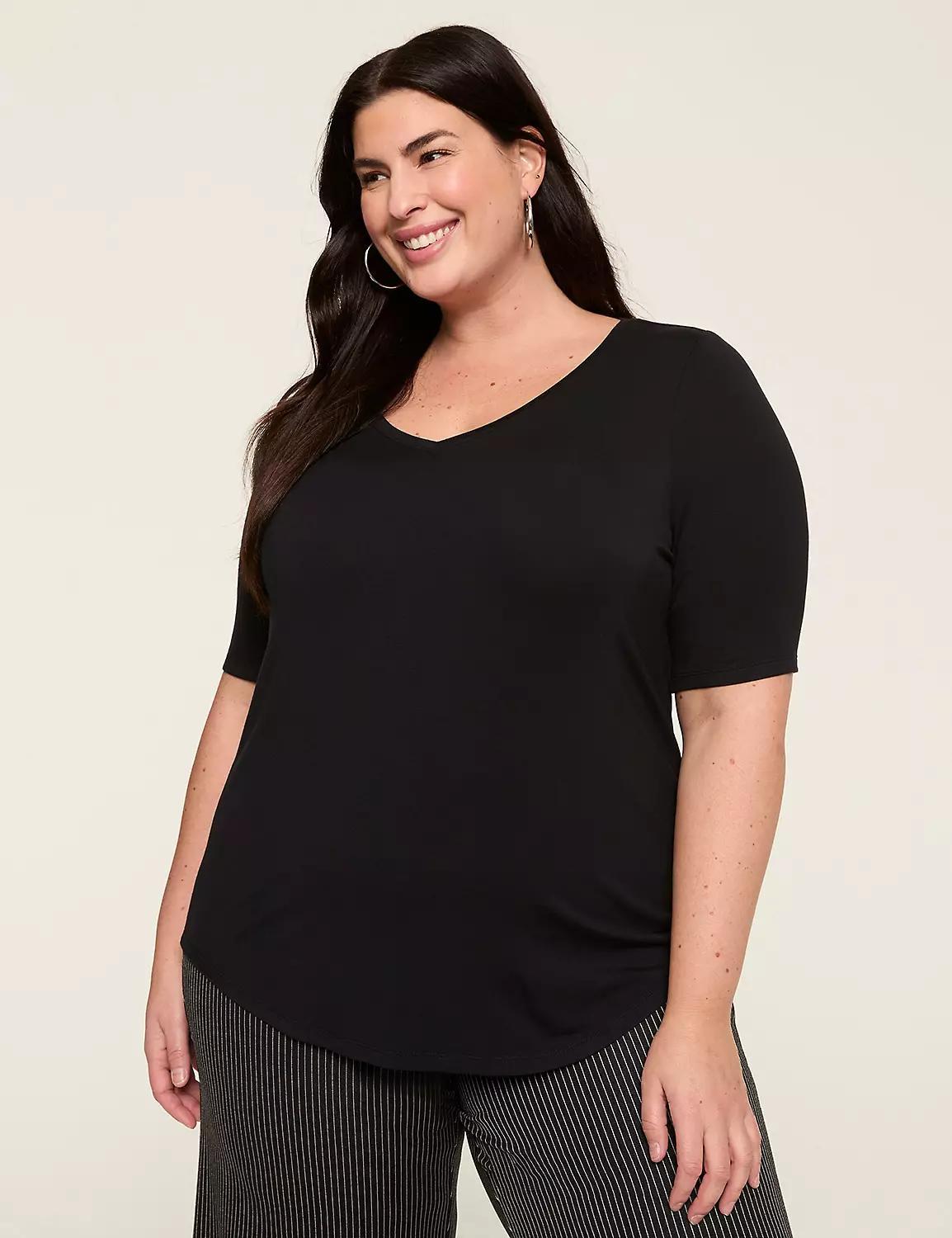 Perfect Sleeve V-Neck Curved-Hem Tee Product Image