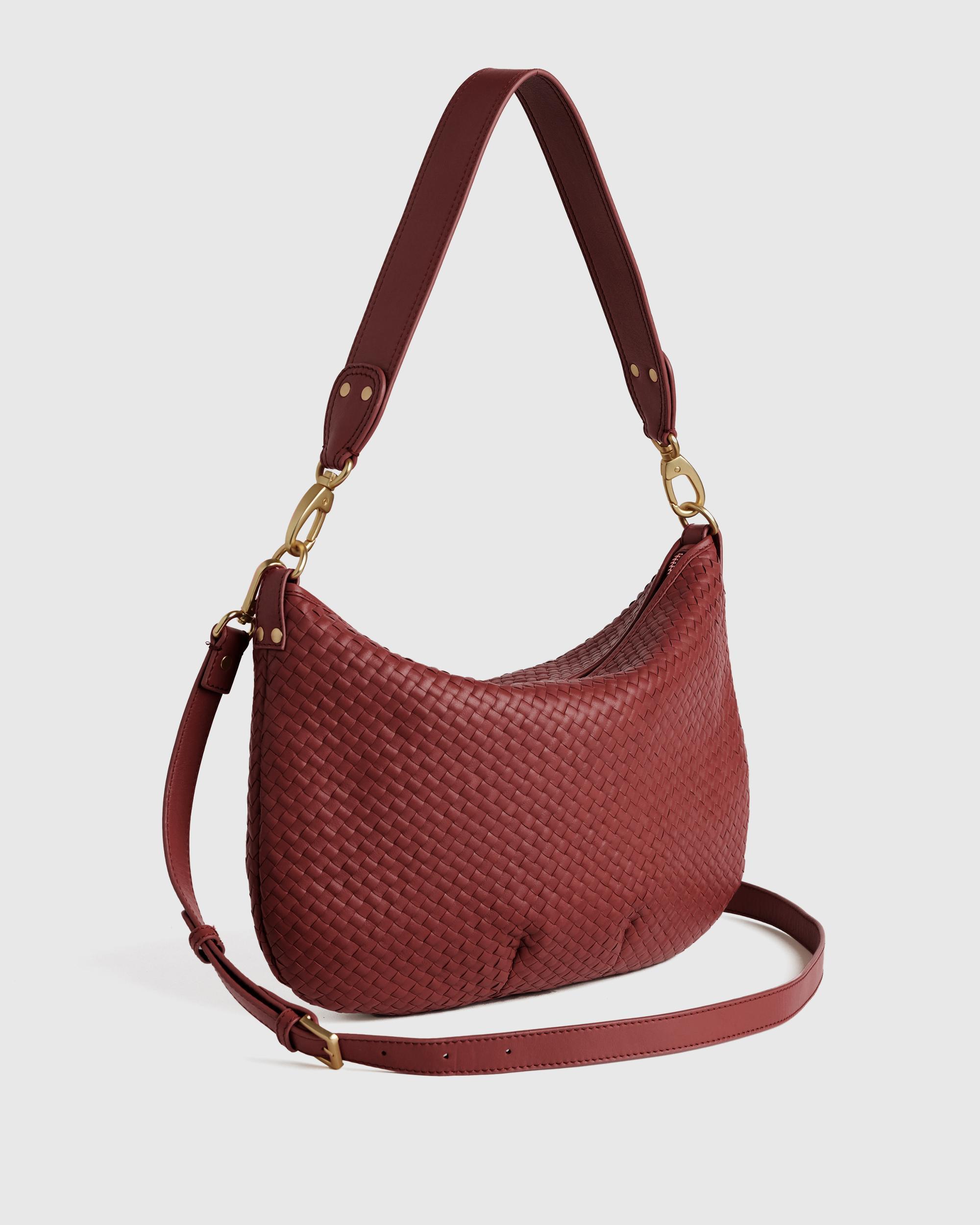 Quince | Women's Italian Leather Convertible Crescent Handwoven Shoulder Bag Product Image