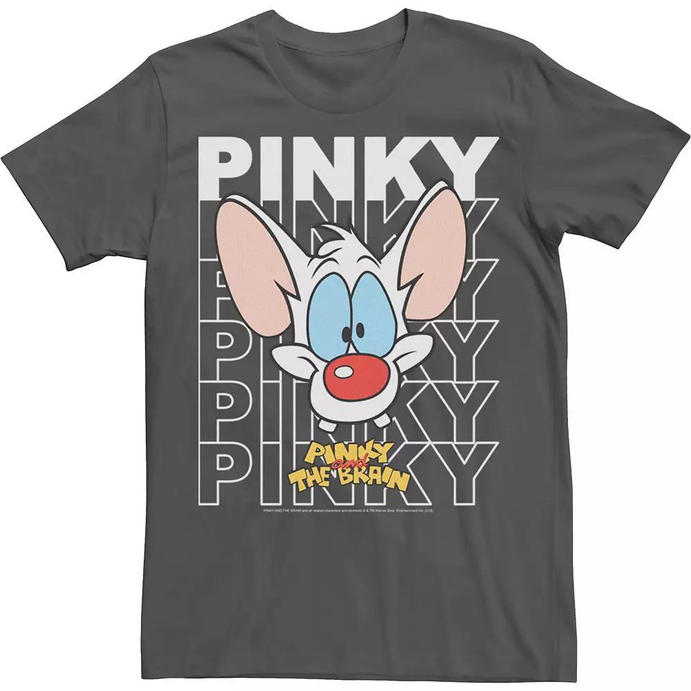 Men's Pinky And The Brain Pinky Text Stack Big Face Tee, Size: XXL, Grey Product Image