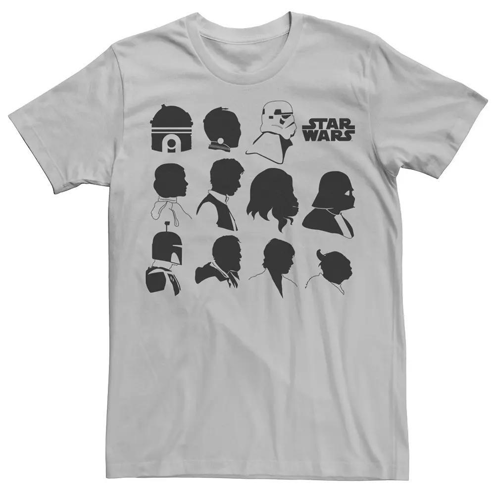 Men's Star Wars Main Character Side View Silhouette Tee, Size: Small, Silver Product Image