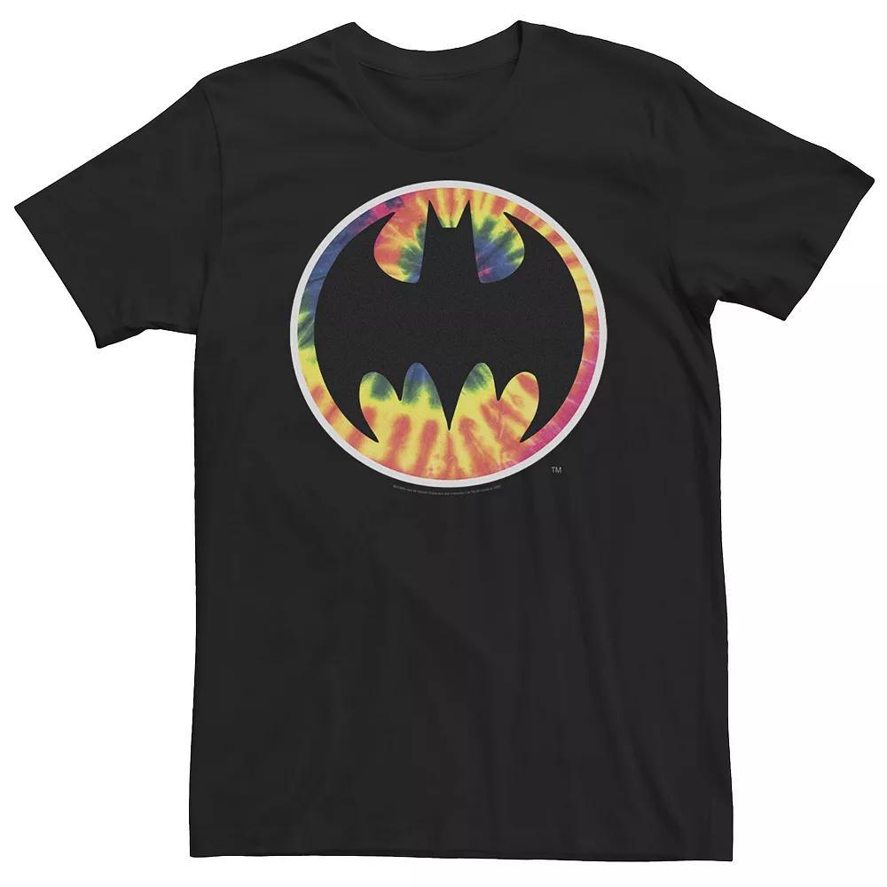 Big & Tall DC Comics Pride Batman Rainbow Tie-Dye Logo Tee, Men's, Size: 3XL Tall, Black Product Image