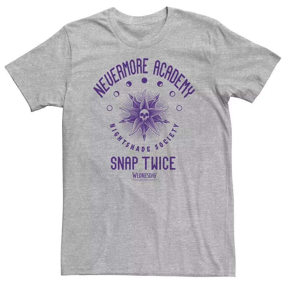 Big & Tall Wednesday Nevermore Academy Snap Twice Logo Tee, Men's, Size: Large Tall, Athletic Grey Product Image