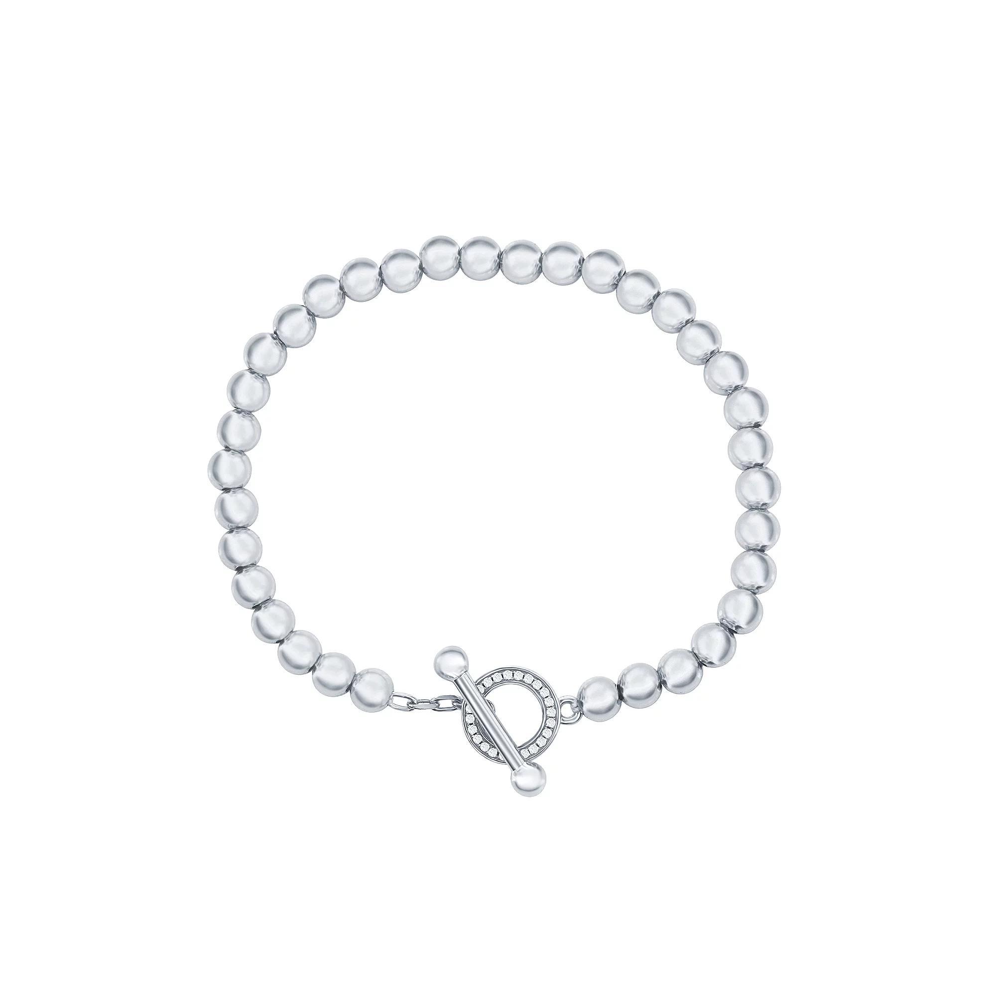 Argento Bella Sterling Silver Cubic Zirconia Beaded Toggle Bracelet, Women's, Size: 7" Product Image