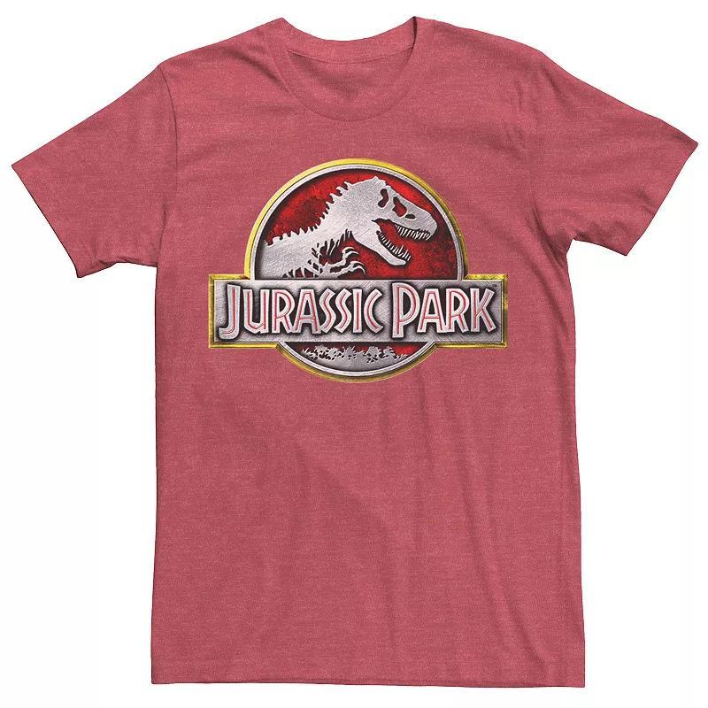 Mens Jurassic Park Chrome Logo Tee, Men's, Size: Large, Red Grey Product Image