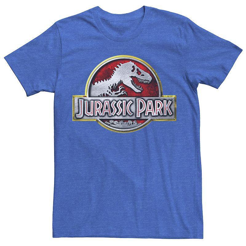 Mens Jurassic Park Chrome Logo Tee, Men's, Size: Large, Red Grey Product Image