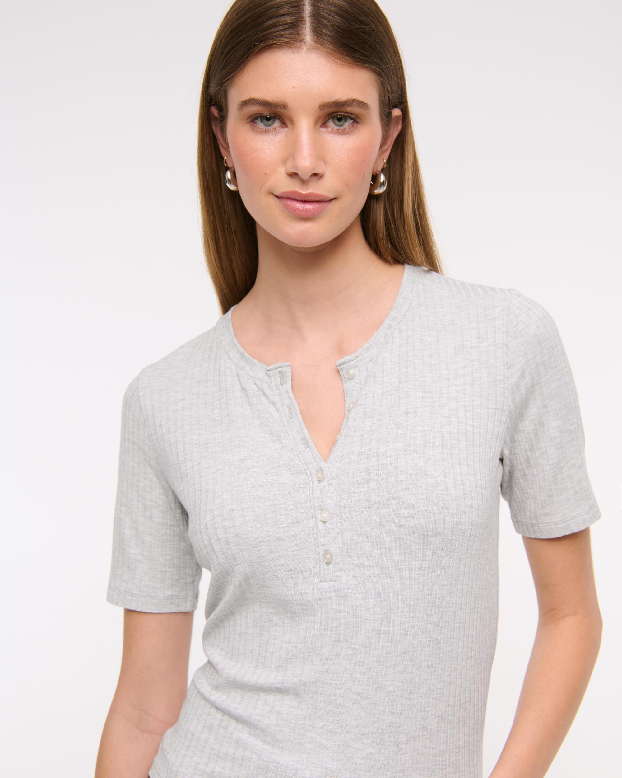 Half-Sleeve Henley Top Product Image
