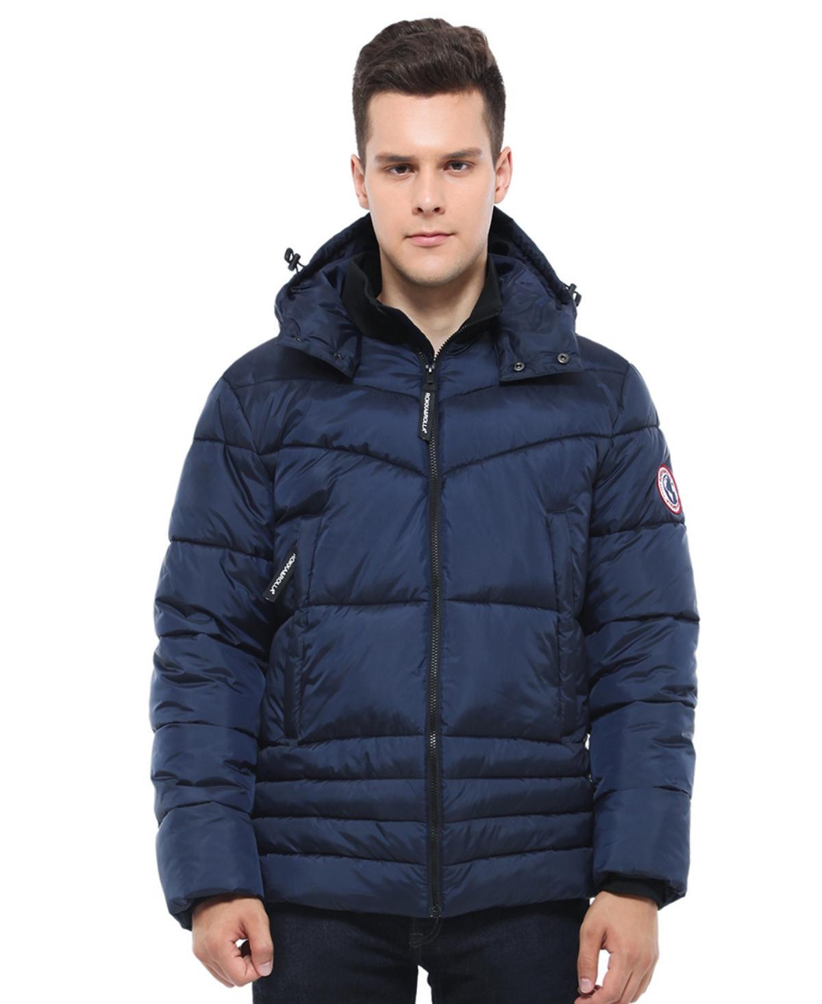 Rokka&Rolla Mens Heavyweight Quilted Hooded Puffer Jacket Coat Product Image