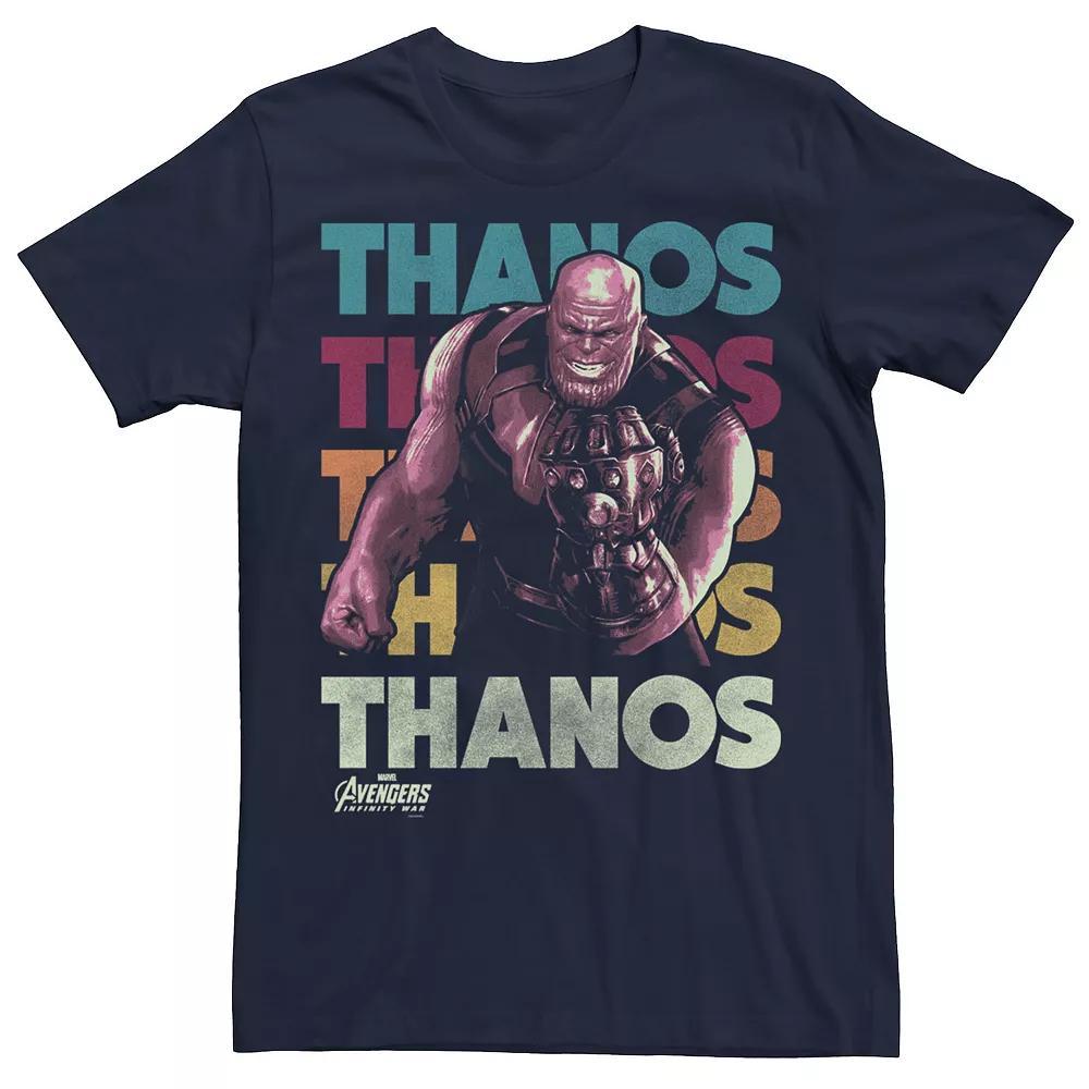 Men's Marvel Infinity War Thanos Retro Rainbow Graphic Tee, Size: Large, Blue Product Image