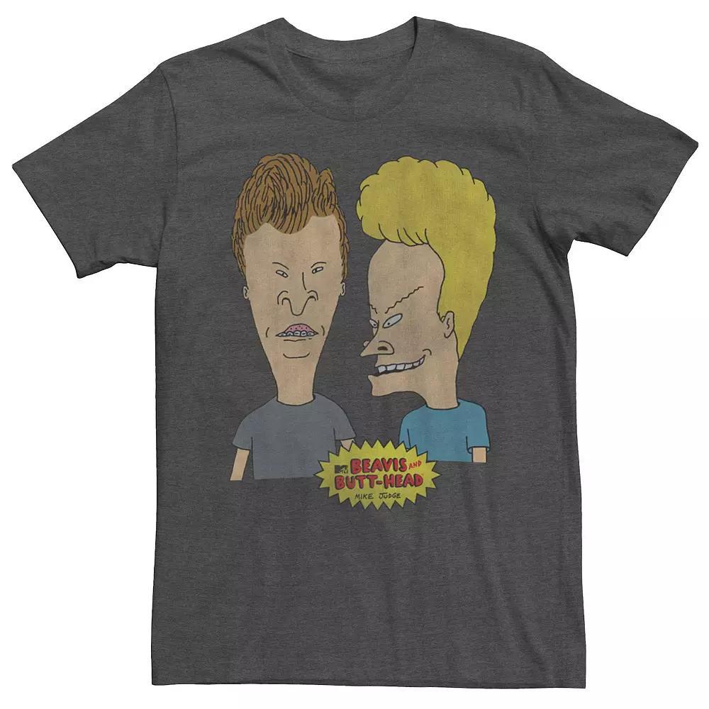 Men's Beavis & Butthead Two Nerds Group Shot Portrait Tee, Size: Large, Grey Heather Product Image