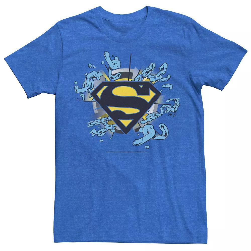 Mens DC Comics Superman Chain Link Logo Tee Navy Grey Product Image