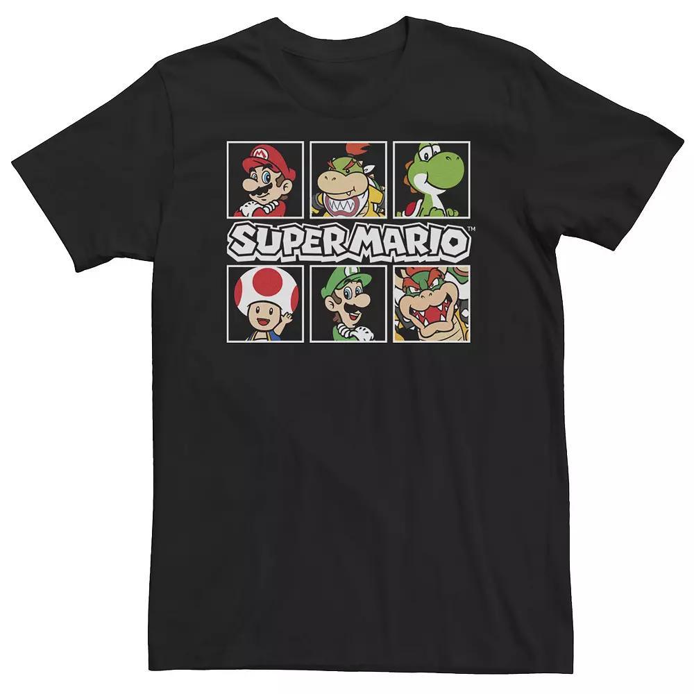 Big & Tall Super Mario Group Shot Arms Crossed Panels Tee, Men's, Size: 5XL, Black Product Image