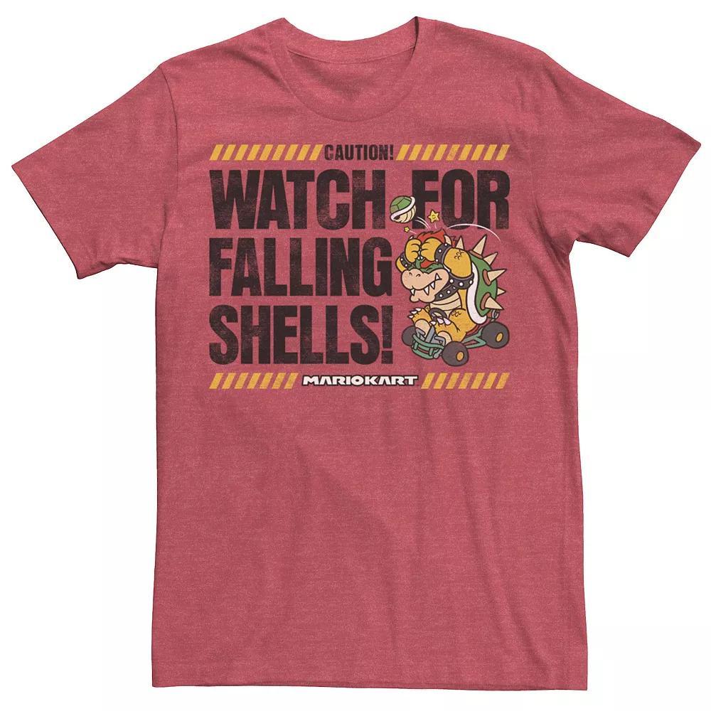 Men's Nintendo Mario Kart Bowser Watch For Shells Text Graphic Tee, Size: XL, Red Grey Product Image