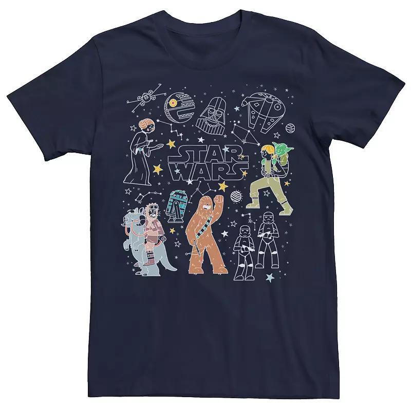 Men's Star Wars Group Shot Constellation Doodles Tee, Size: Small, Grey Heather Product Image