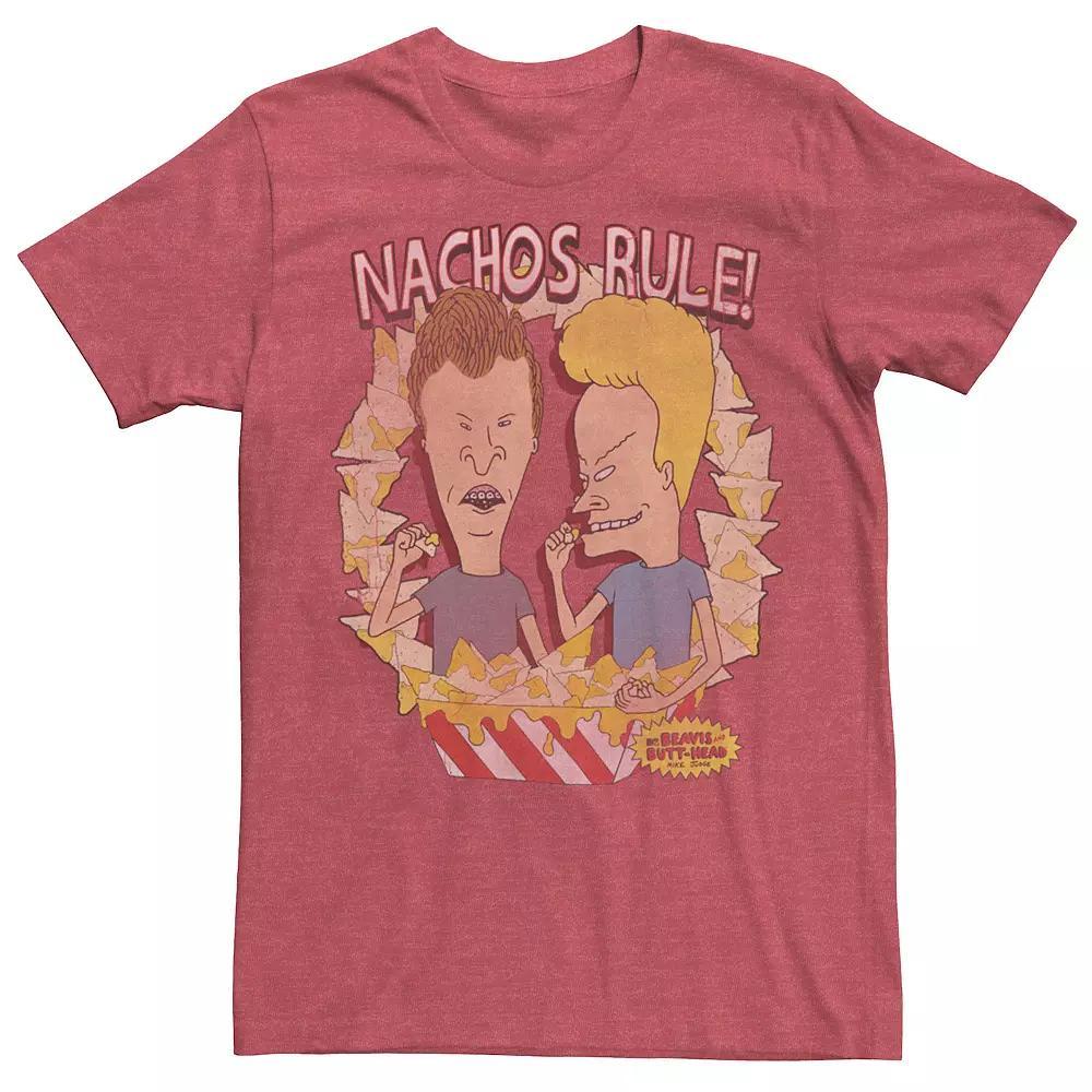 Men's Beavis and Butt-Head Nachos Rule Tee, Size: 3XL, Red Grey Product Image