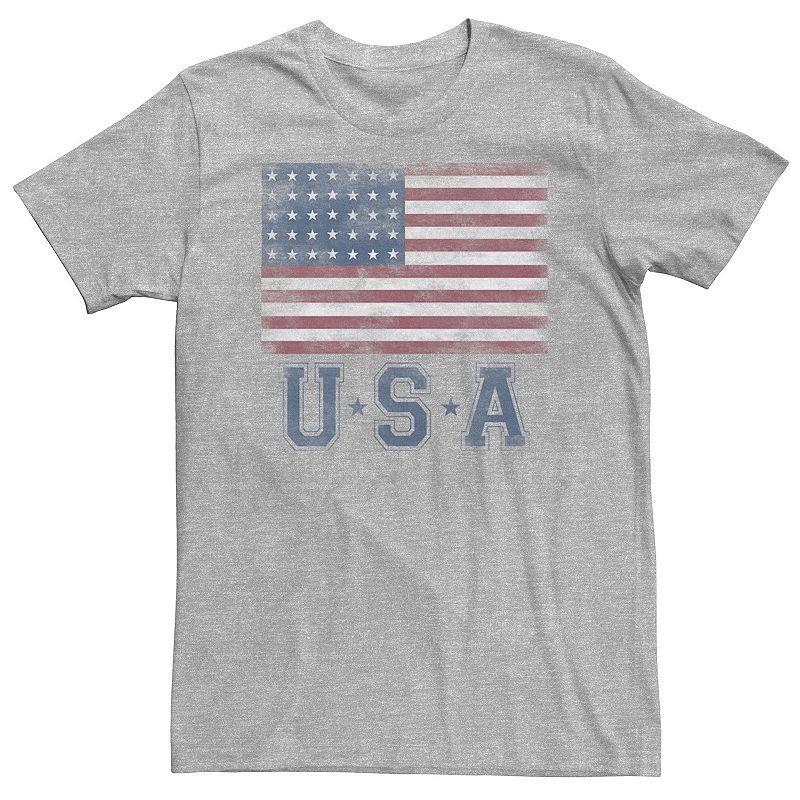 Big & Tall Classic Distressed Flag "USA" Tee, Men's, Size: 3XL Tall, Athletic Grey Product Image