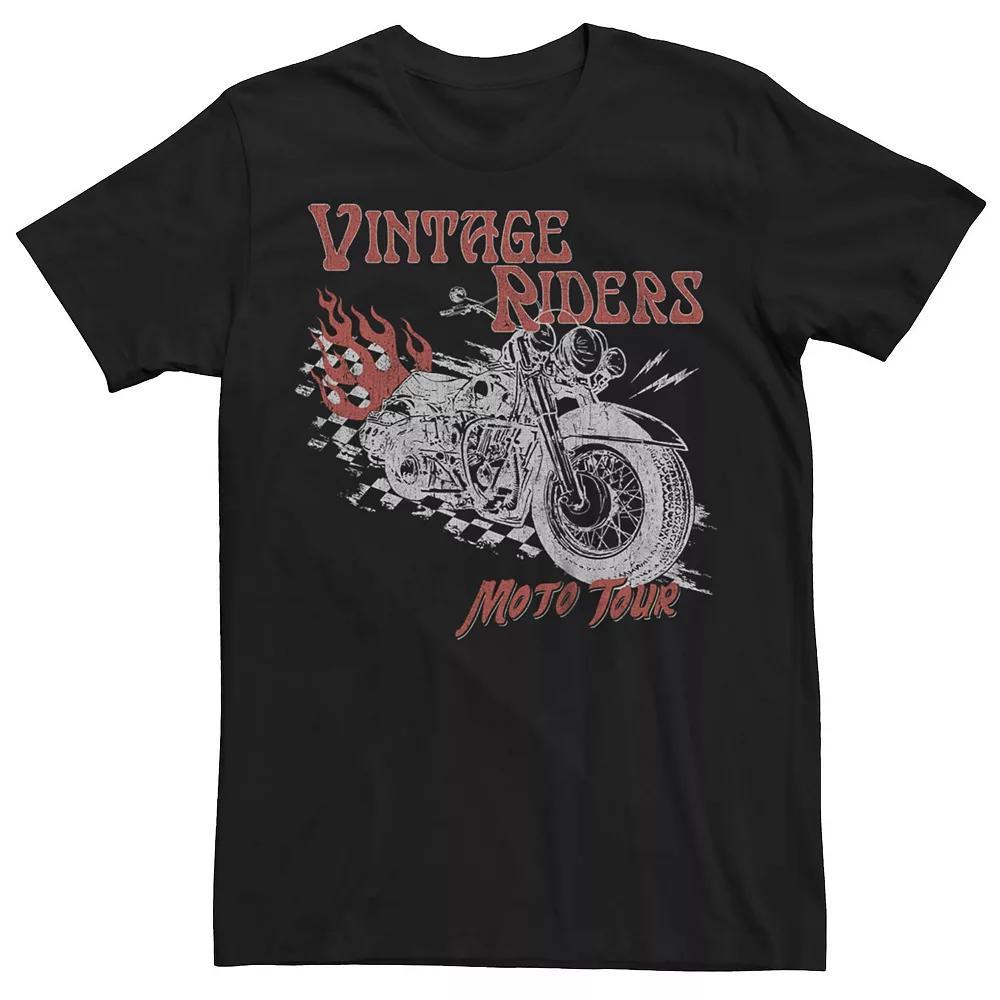 Men's Vintage Riders Flaming Motorcycle Moto Tour Tee, Size: Medium, Black Product Image