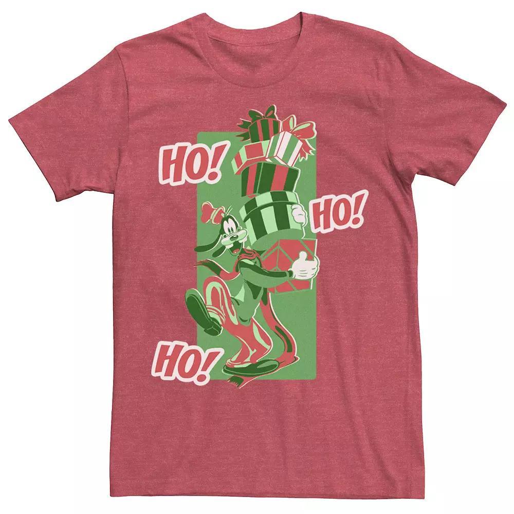 Disney's Goofy "Ho! Ho! Ho!" Christmas Portrait Men's Tee, Size: XXL, Red Grey Product Image