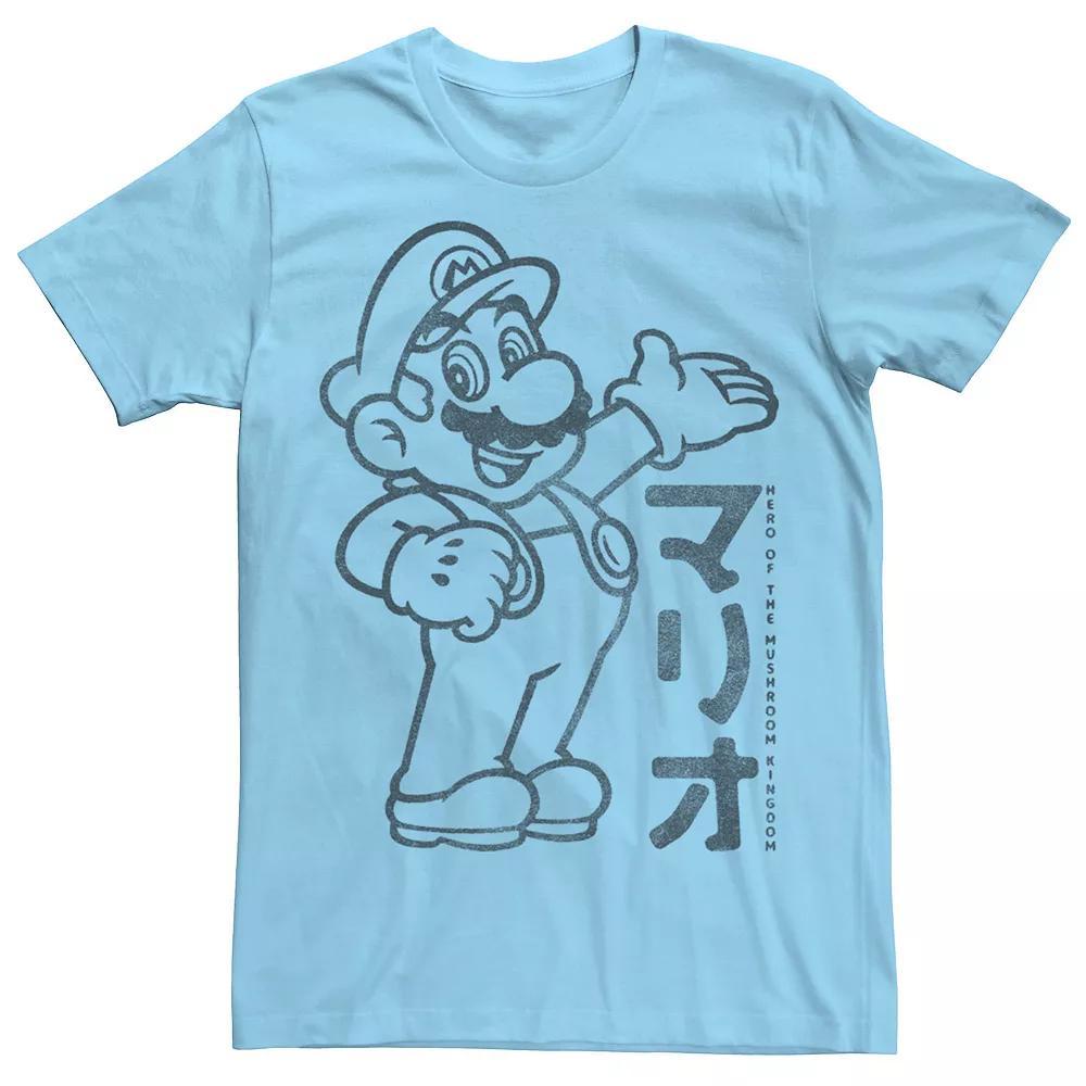 Men's Nintendo Super Mario Outline Kanji Portrait Tee, Size: XXL, Light Blue Product Image