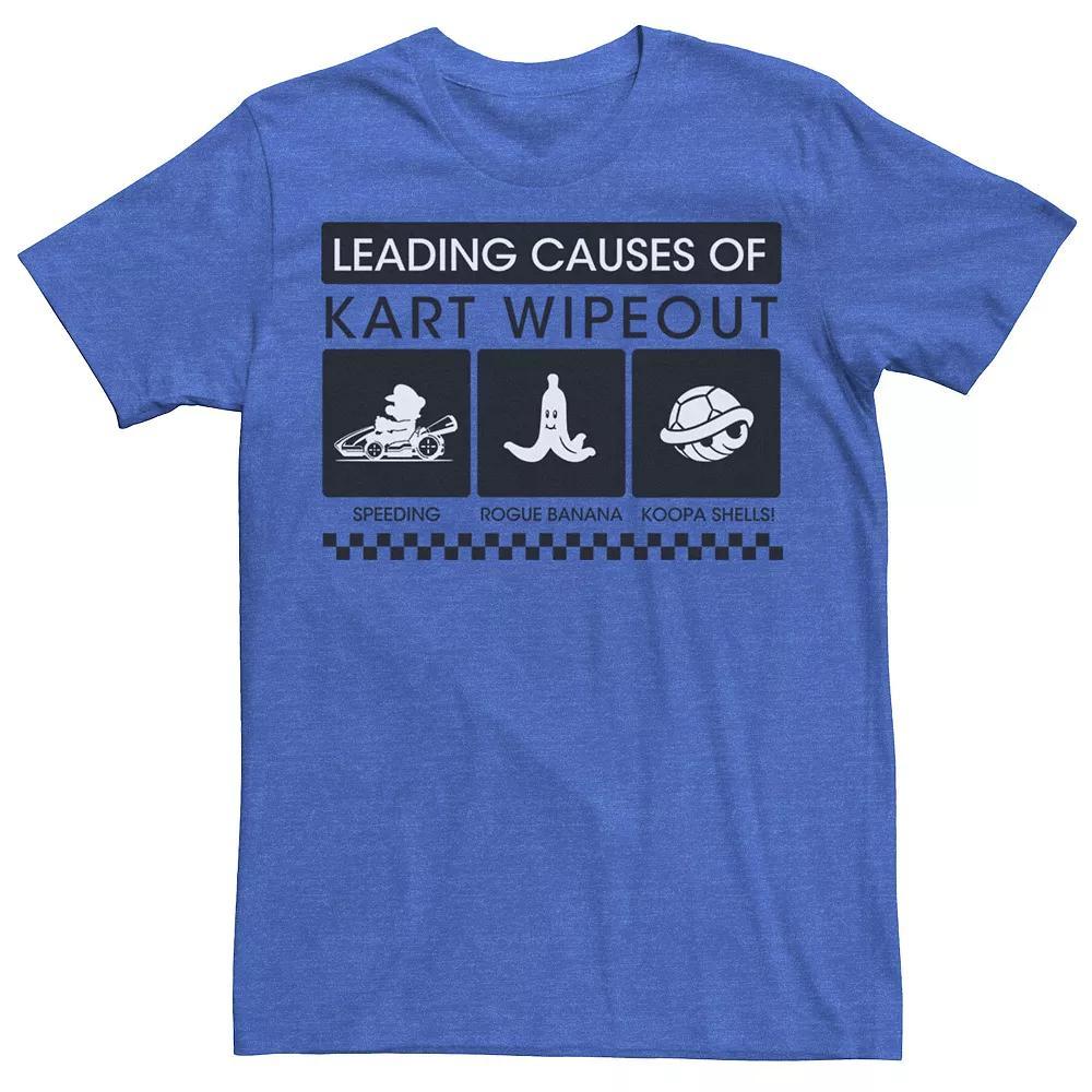 Men's Nintendo Mario Kart Leading Causes Of Kart Wipeout Tee, Size: 3XL, Royal Grey Product Image