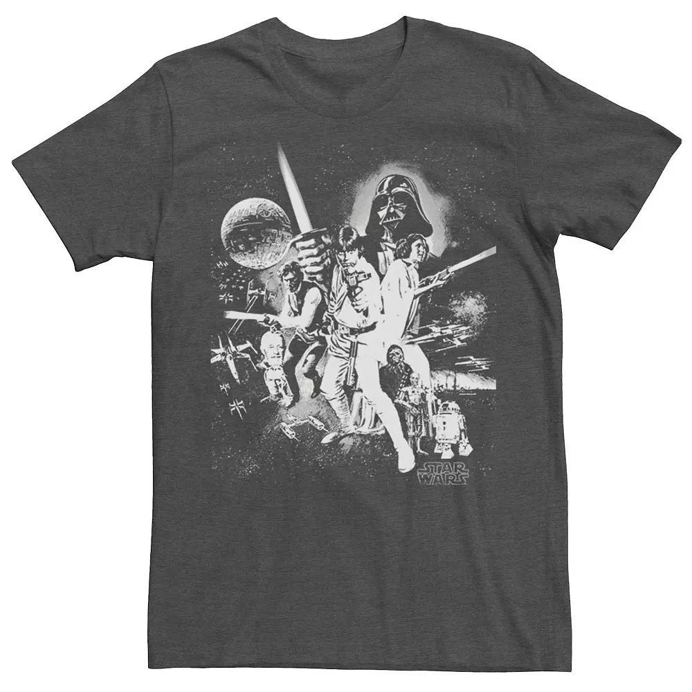 Men's Star Wars Black And White Movie Poster Tee, Size: Small, Grey Heather Product Image