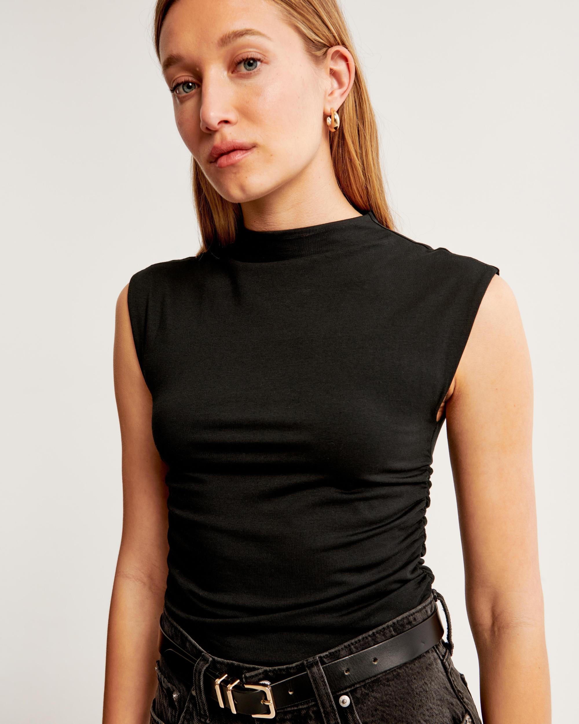 Long-Sleeve Grown-On Mockneck Top Product Image