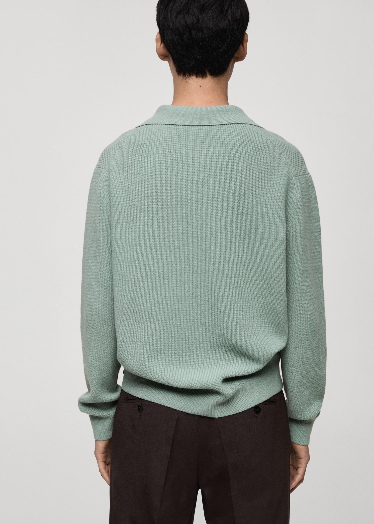 Knitted wool blend polo sweater - Men | MANGO USA Product Image