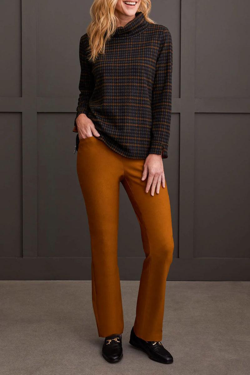 Cowl Neck Top w./Zipper Accent- Walnut Product Image