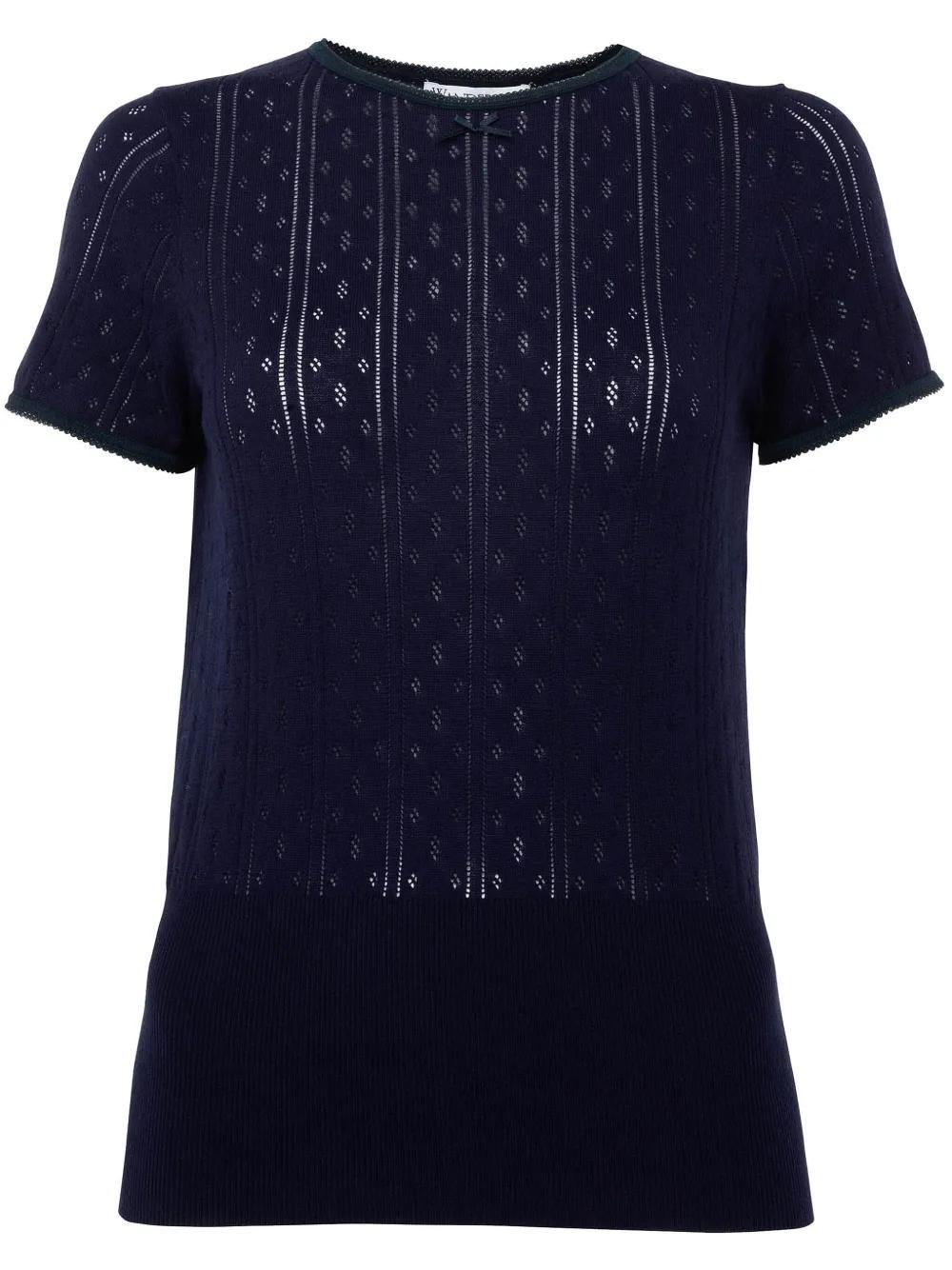 JW ANDERSON Cotton Pointelle-knit T-shirt In Blue Product Image