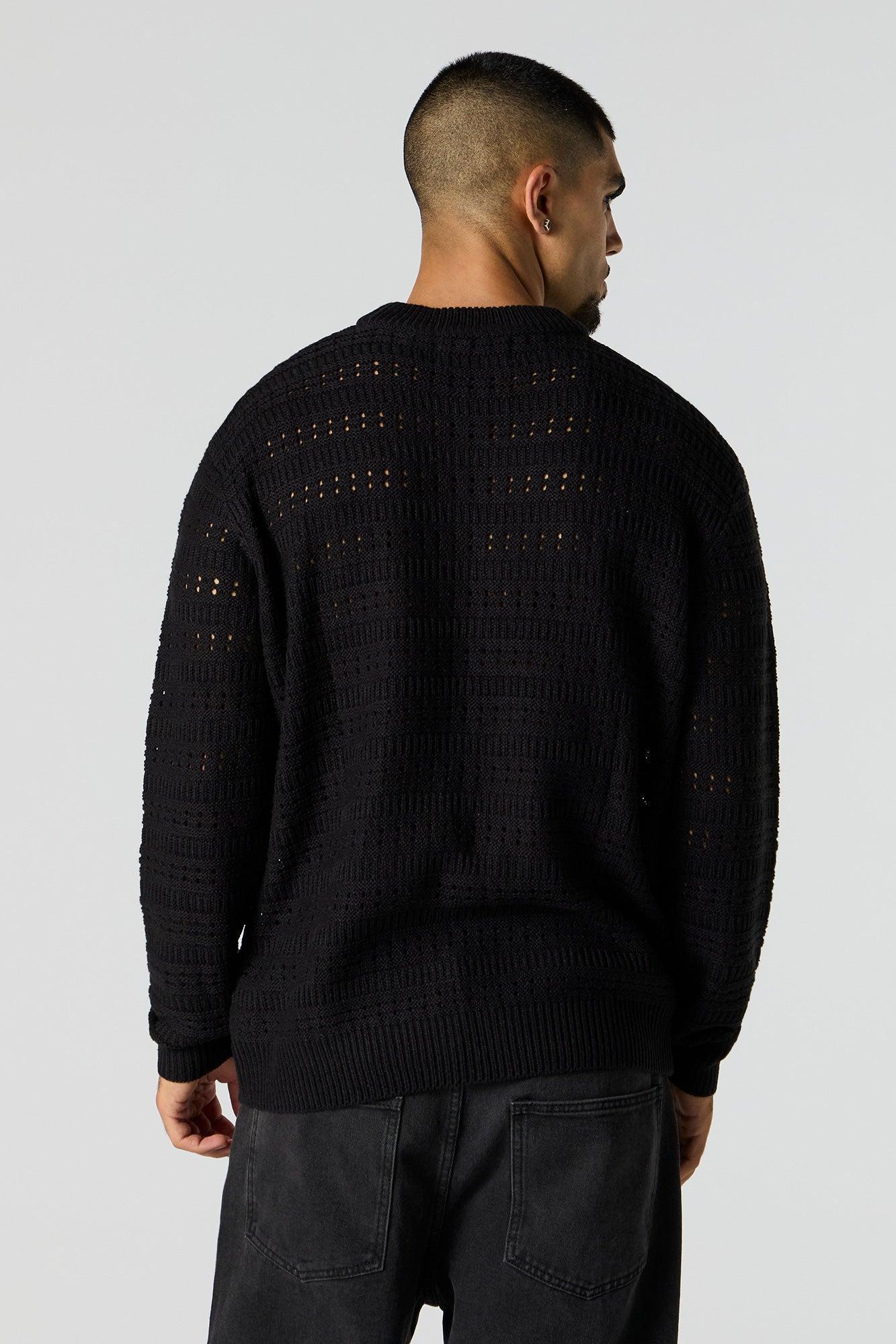 Open Knit Crewneck Sweater Male Product Image
