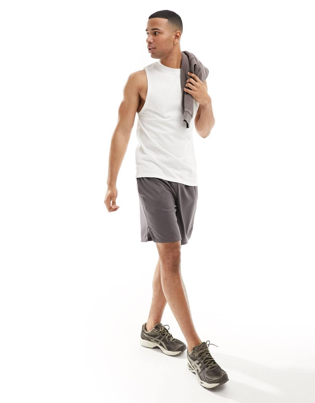 ASOS 4505 Icon training sleeveless tank with dropped armhole and quick dry in white Product Image