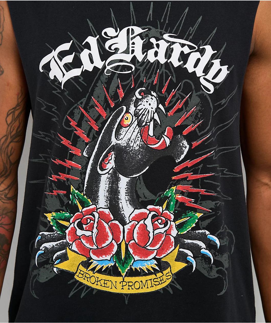Ed Hardy x  Broken Promises Deaths Shadow Black Tank Top Product Image