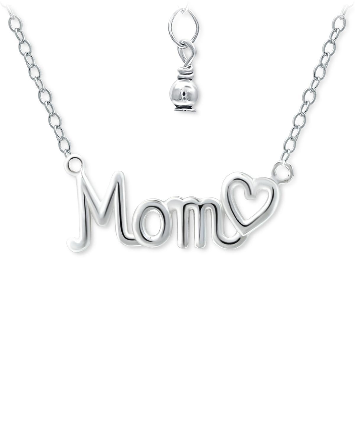 Aleure Precioso Sterling Silver Polished Mom with Heart Necklace, Women's, Size: 18" Product Image