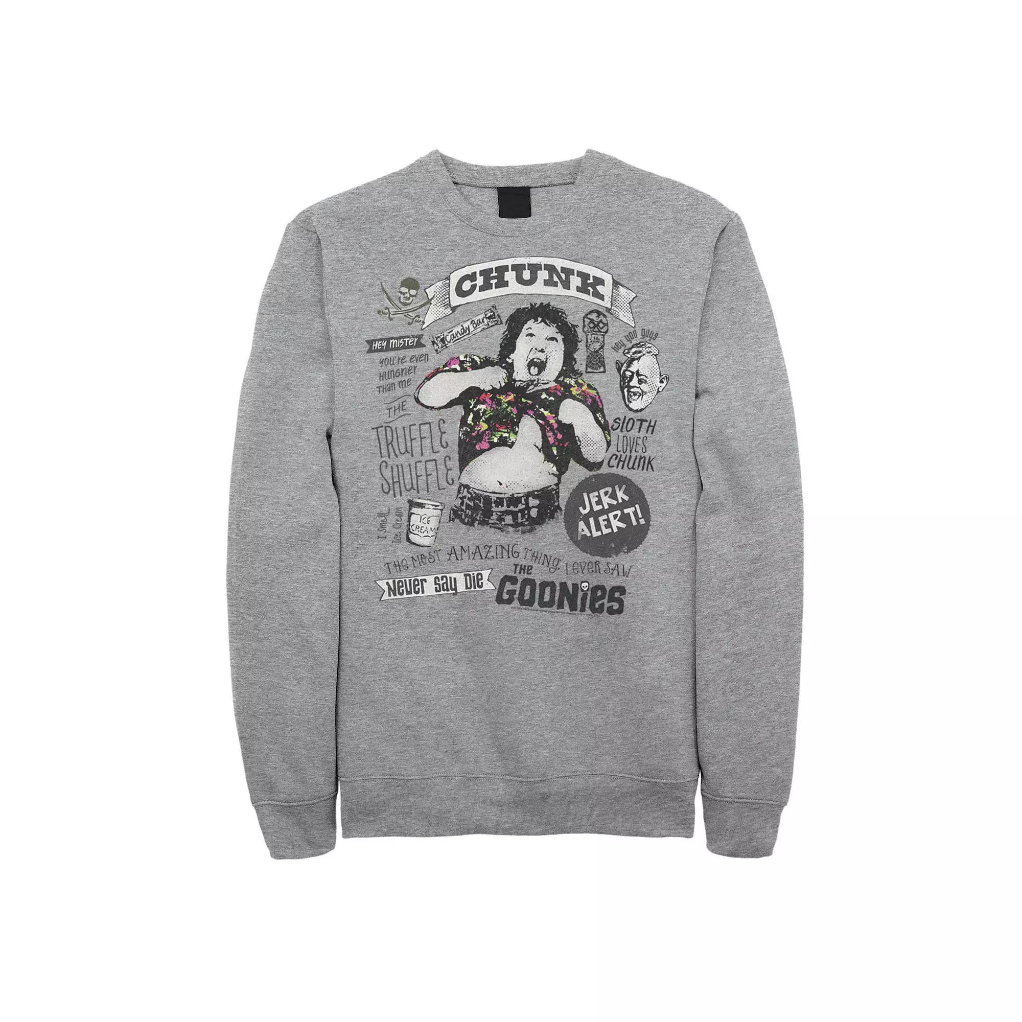 Men's The Goonies Chunk & Sloth Things Text Sweatshirt, Size: XXL, Athletic Grey Product Image