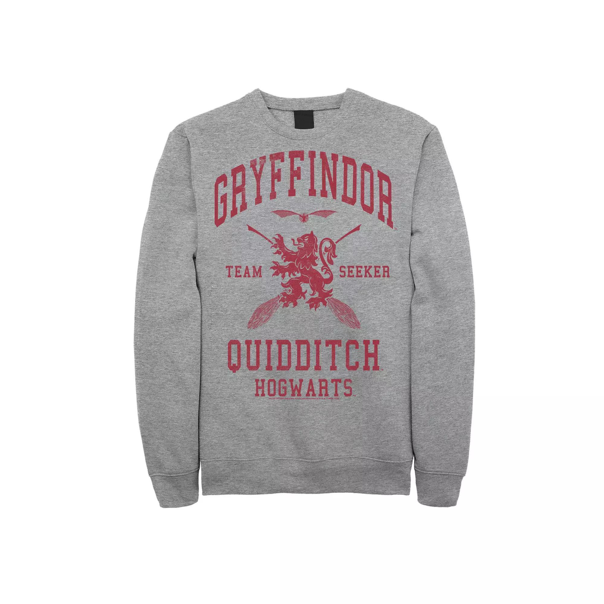 Men's Harry Potter Deathly Hallows 2 Gryffindor Quidditch Fleece Pullover, Size: Small, Athletic Grey Product Image