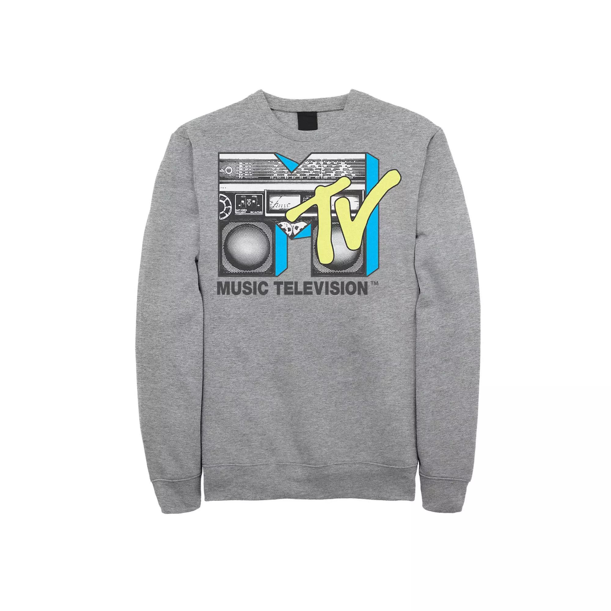Big & Tall MTV Logo Black And Yellow Boombox Sweatshirt, Men's, Size: 3XB, Athletic Grey Product Image