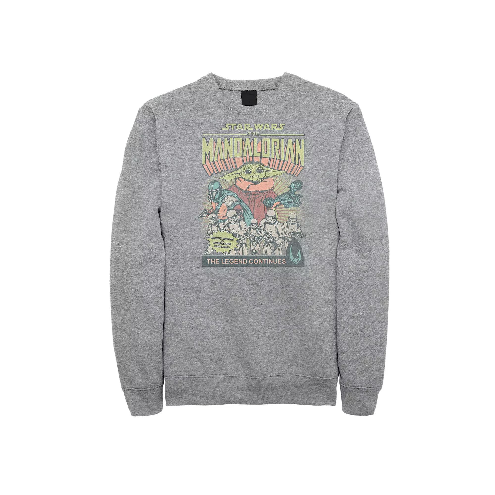 Big & Tall Star Wars The Mandalorian Comic-book Style Cover Fleece Sweatshirt, Men's, Size: Large Tall, Athletic Grey Product Image