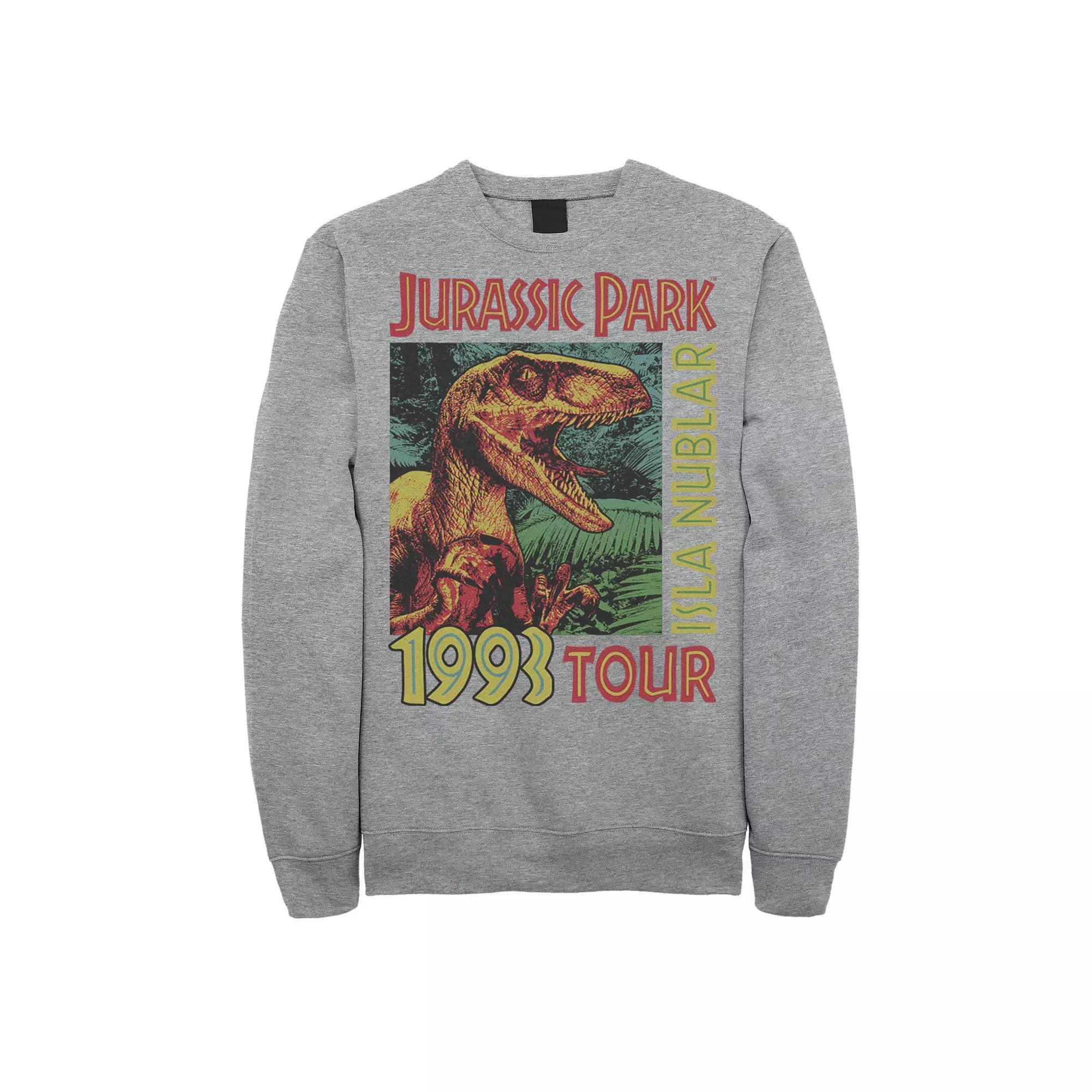 Men's Jurassic Park Isla Nublar 1993 Tour Poster Sweatshirt, Size: Medium, Athletic Grey Product Image